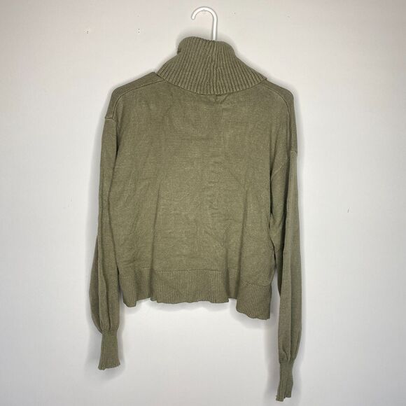 Amazon The Drop Womens Turtleneck Sweater Large Green Cropped Thumbholes Winter - Picture 7 of 8